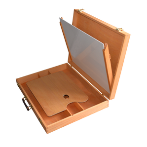 Artist Sketch Box - Wet Canvas Carrier For 16" x 20" Boards + Wooden Palette, 3.5" x 17" x 22"