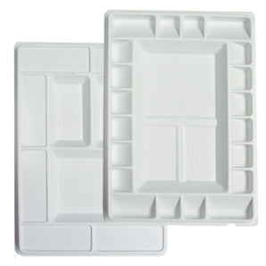 Large Rectangular Plastic Palette 12"X16" 20 Wells, 3 Mixing Area + Multi-Mixing Area Lid