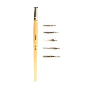 Calligraphy Pen Nibs and Holder Set with Metal Ferrule