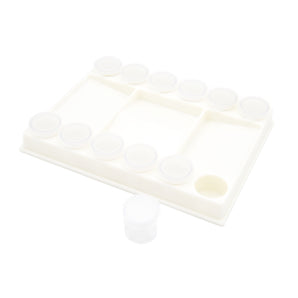 Rectangular Plastic Palette With 12 Sealed Cups and 4 Wells - 6" x 8"