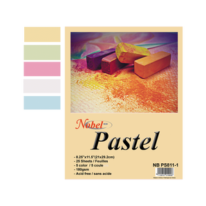 Papier pastel - 25 feuilles, 5 couleurs, 180 g/m², 8" x 11"