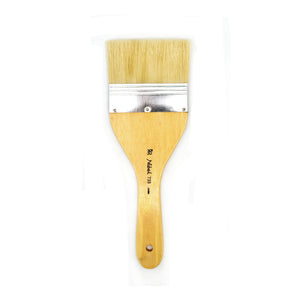 White Bristle Decorator's Brush with Wooden Long Handle - Flat 3.5"