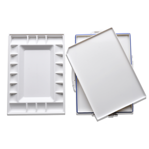 Airtight, Stain-Resistant Plastic Folding Palette with 20 Slanted Wells and 1 Large Mixing Area - 9" x 13"