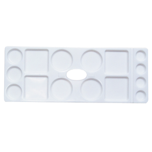 Plastic Color Palette with 15 Wells and Thumb Hole (4 Small-Round, 3 Medium-Round, 4 Large-Round, 4 Square)