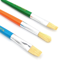 Eterna - White Round Hog Bristle Brush with Short Multicolored Handles - Set of 3