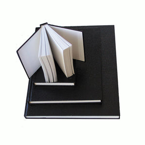 Sketchbook with Stitched Black Faux Leather Cover