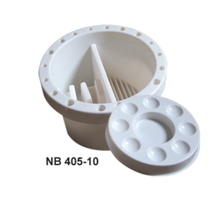 Circle Plastic Brush Washer Bassin With 18 Brush Holding Slots with a Cover that Doubles as an 8-Well Palette