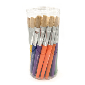 White Hog Bristle Brush with Short Handle - Set of 30