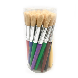 White Hog Bristle Brush with Short Handle - Set of 30