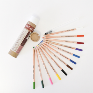 Reservoir Brush & Professional Grade Watercolor Pencils Set - 12 Colors