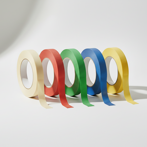 Set of colorful tape rolls on a light background